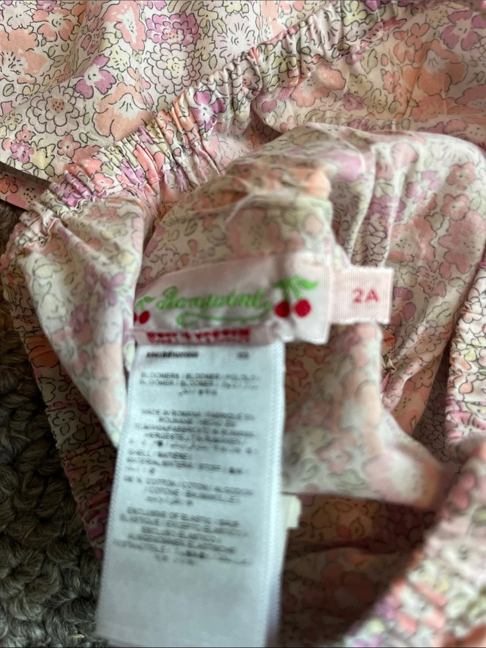Bonpoint Liberty Pink Floral Smocked Baby Top with Bloomer